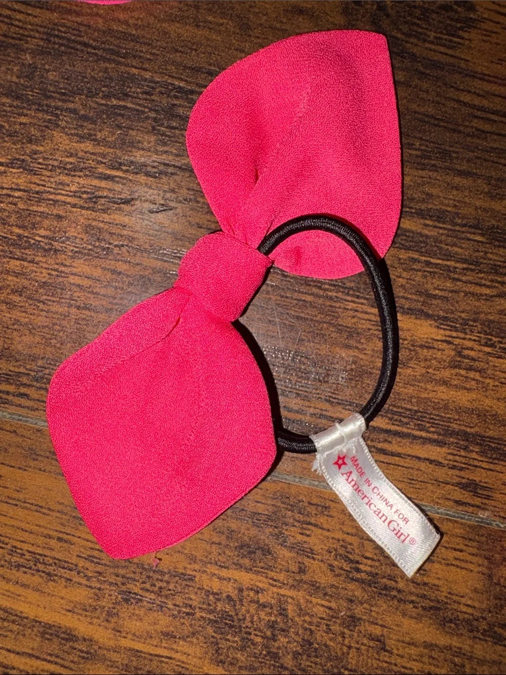 American Girl Pink Bow Elastic Hair Ties Set of 5. Exclusive American Girl Cafe.